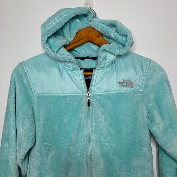 The North Face women's frosty blue Oso hoodie faux fur fleece zip up jacket XS - Picture 3 of 13